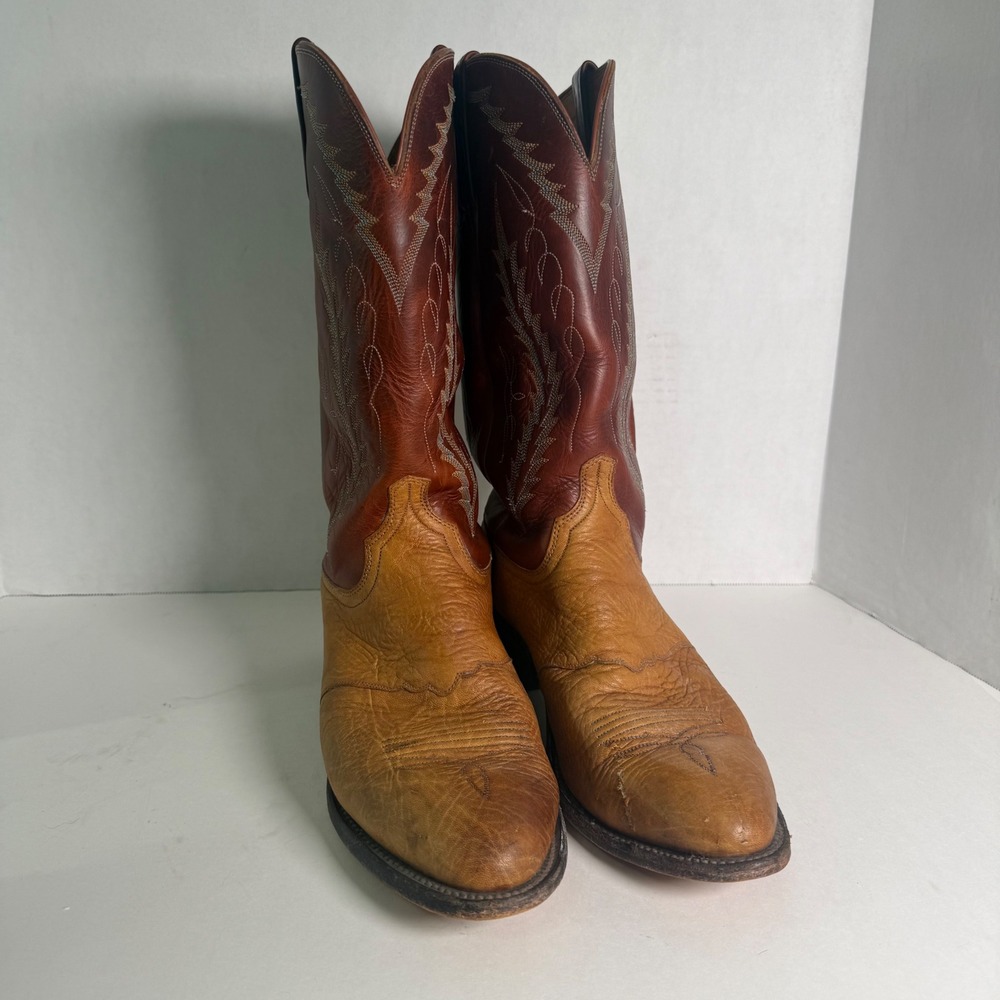 Lucchese‎ 1883 Mens Two tone Brown Leather Western Cowboy Boots 9.5 2E N1521